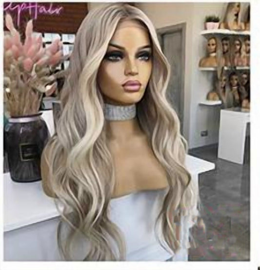 D3 20 inch balayage blonde wavy wig, premium human hair