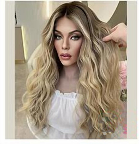 D5 20 inch balayage blonde wavy wig, premium human hair