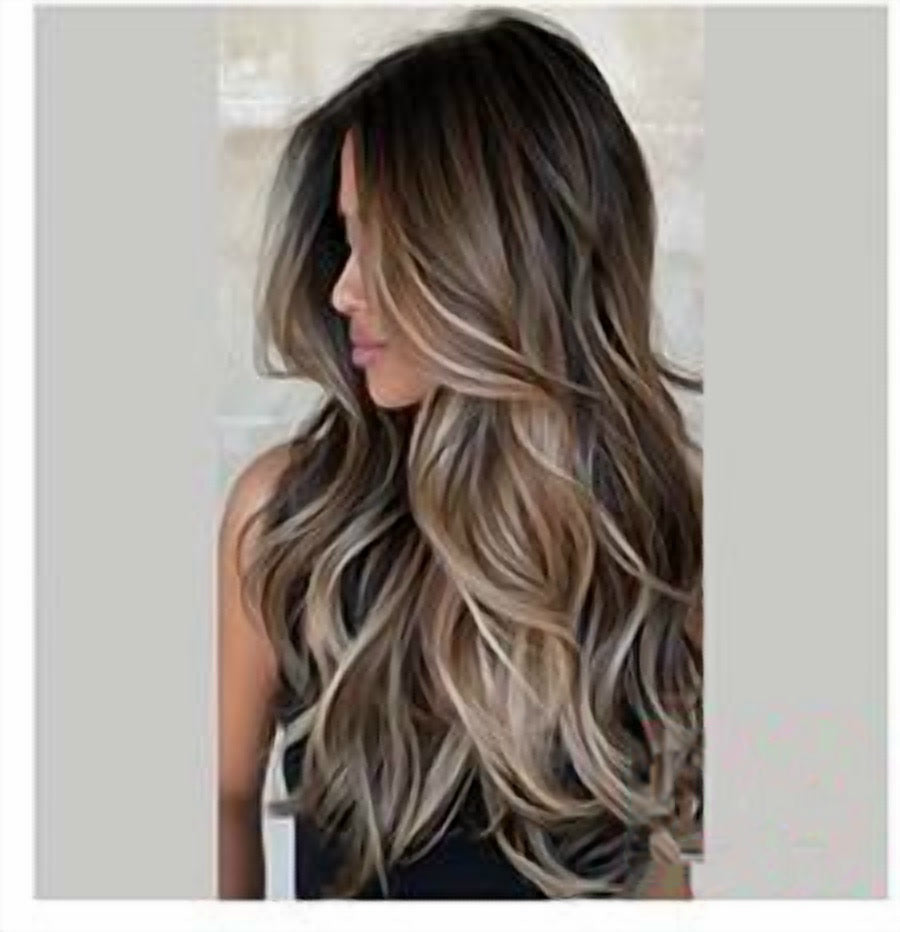 D9 20 inch balayage brunette wavy wig, premium human hair