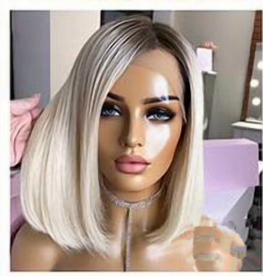 E5 12 inch balayage blonde bob wig, premium human hair